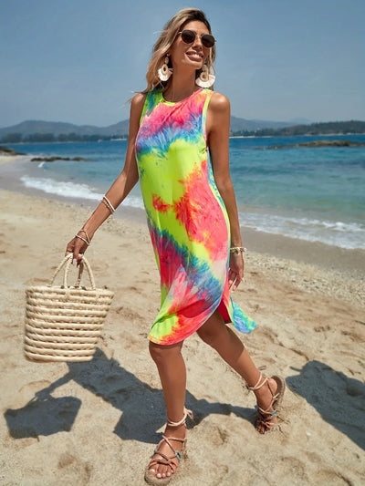 Damen Sommerkleid mit Bindeband – Lockeres, ärmelloses Kleid