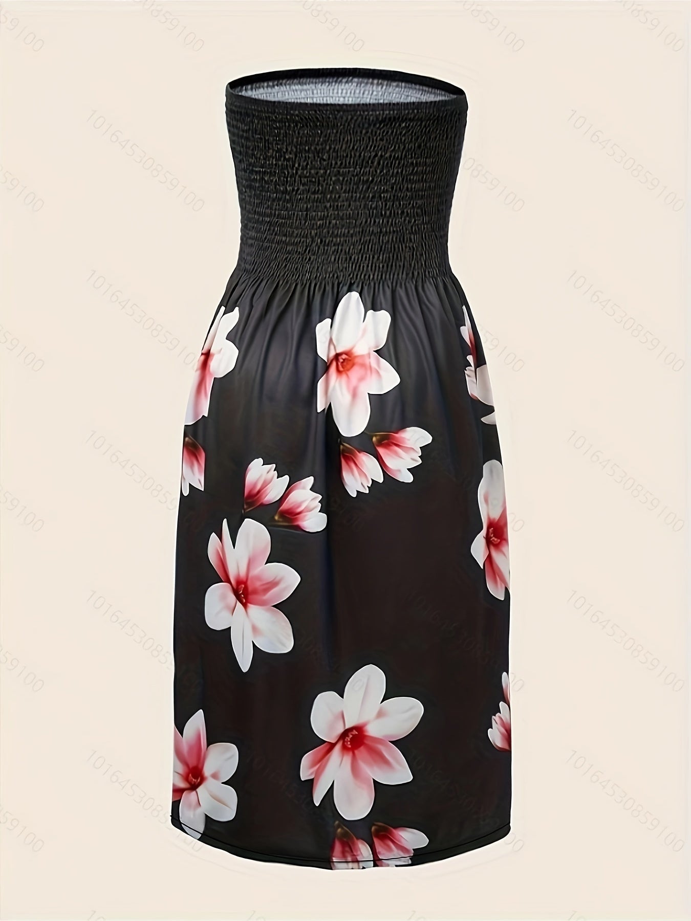 Trägerloses und ärmelloses elegantes Tuba-Kleid mit Blumenmuster
