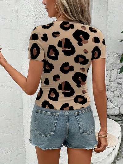 Damen Sommer T-Shirt mit Leopardenmuster
