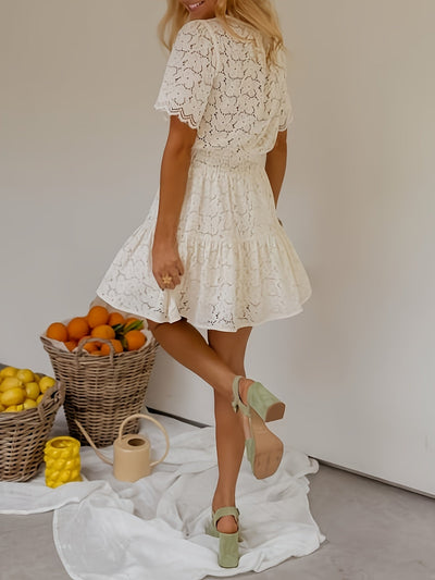 Apricot A-Linie Sommerkleid lässig luftig, das die Taille betont