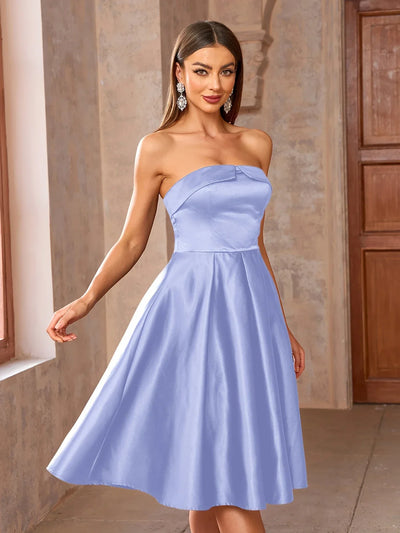 Schulterfreies Satinkleid – Ärmelloses Kleid für Partys und besondere Anlässe