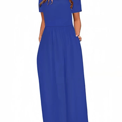Stylisches Sommer Maxikleid mit offenen Schultern - ärmellos, Rundhalsausschnitt