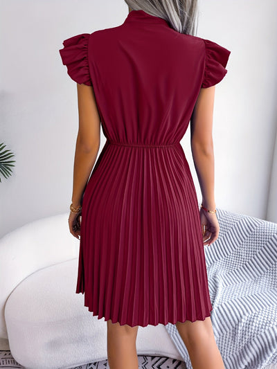 Elegantes Kleid mit Schleife und Rüschen - Plisseekleid für Damen
