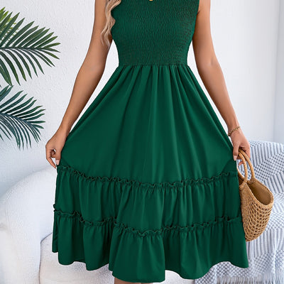 Ärmelloses Sommer-Maxikleid mit Rüschen