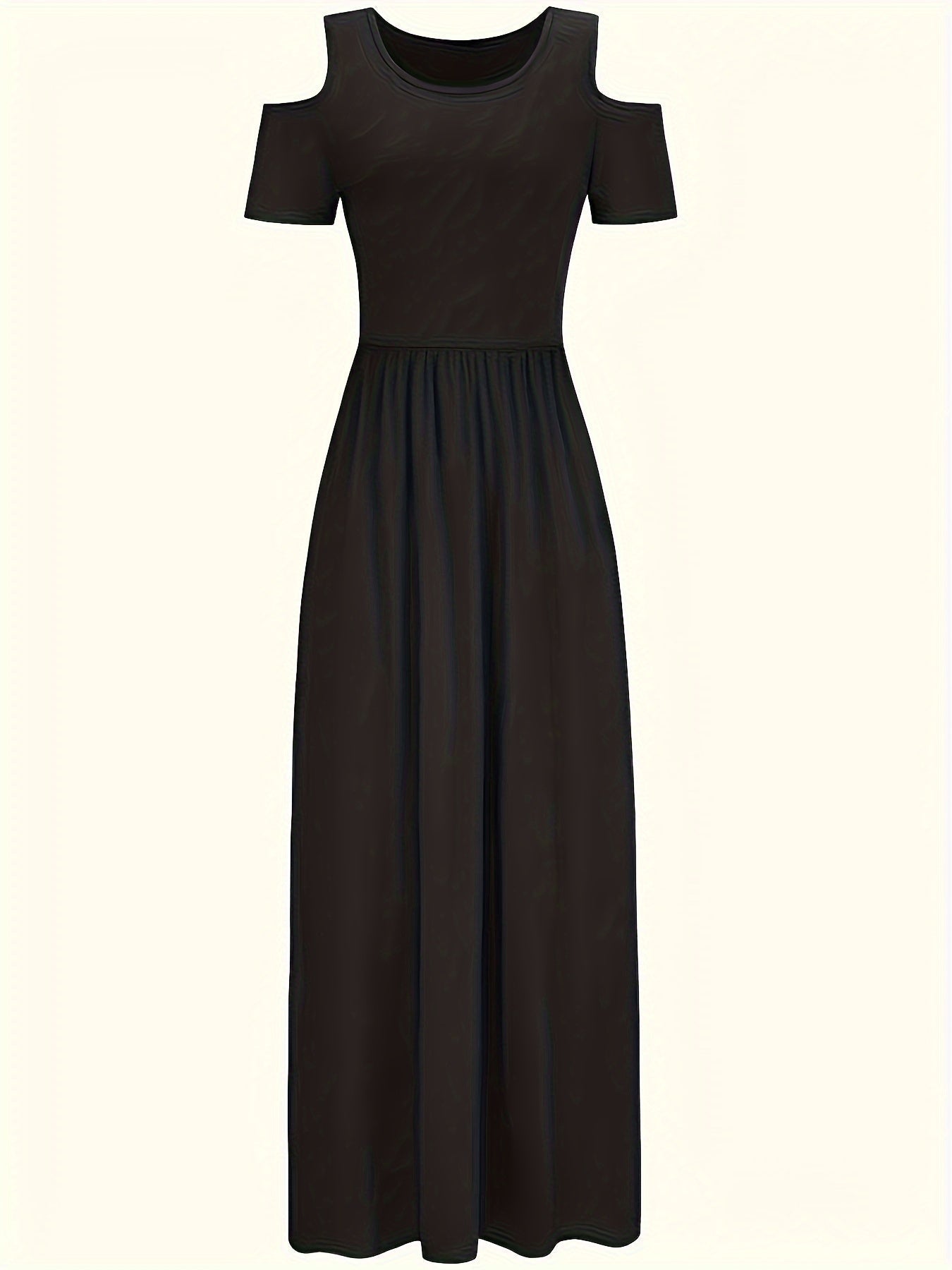 Stylisches Sommer Maxikleid mit offenen Schultern - ärmellos, Rundhalsausschnitt