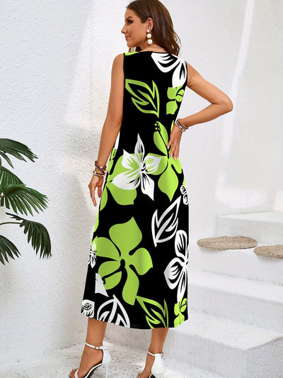 Sommerkleid mit Taschen und geometrischem Muster