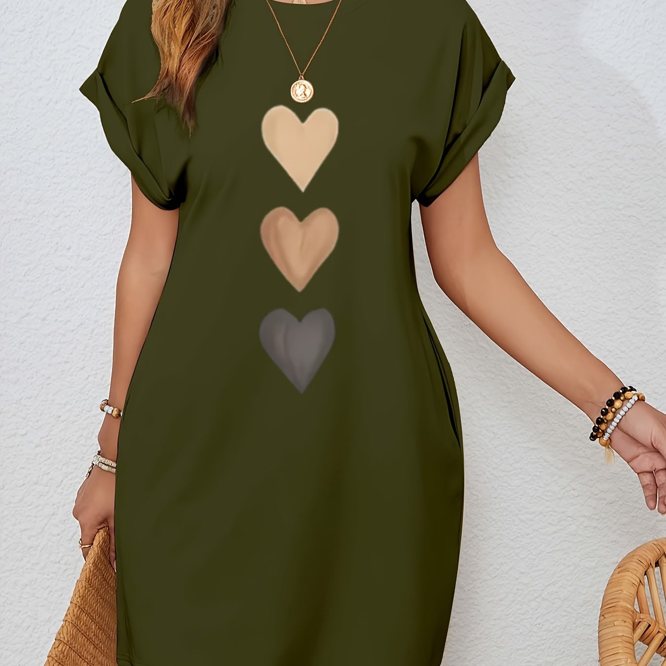 Everyday Damenkleid mit Herzmotiv und Fledermausärmeln