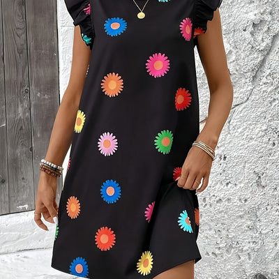 Kleid mit richtungsweisendem Muster in Schwarz Stylisches Sommerkleid für Frauen