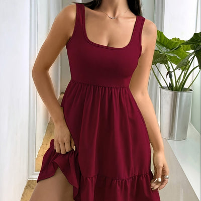 Stilvolles ärmelloses Kleid mit Rüschen für Damen