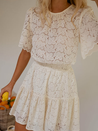 Apricot A-Linie Sommerkleid lässig luftig, das die Taille betont