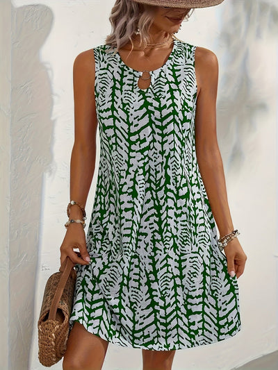 Kleid mit Tropfenausschnitt und Muster