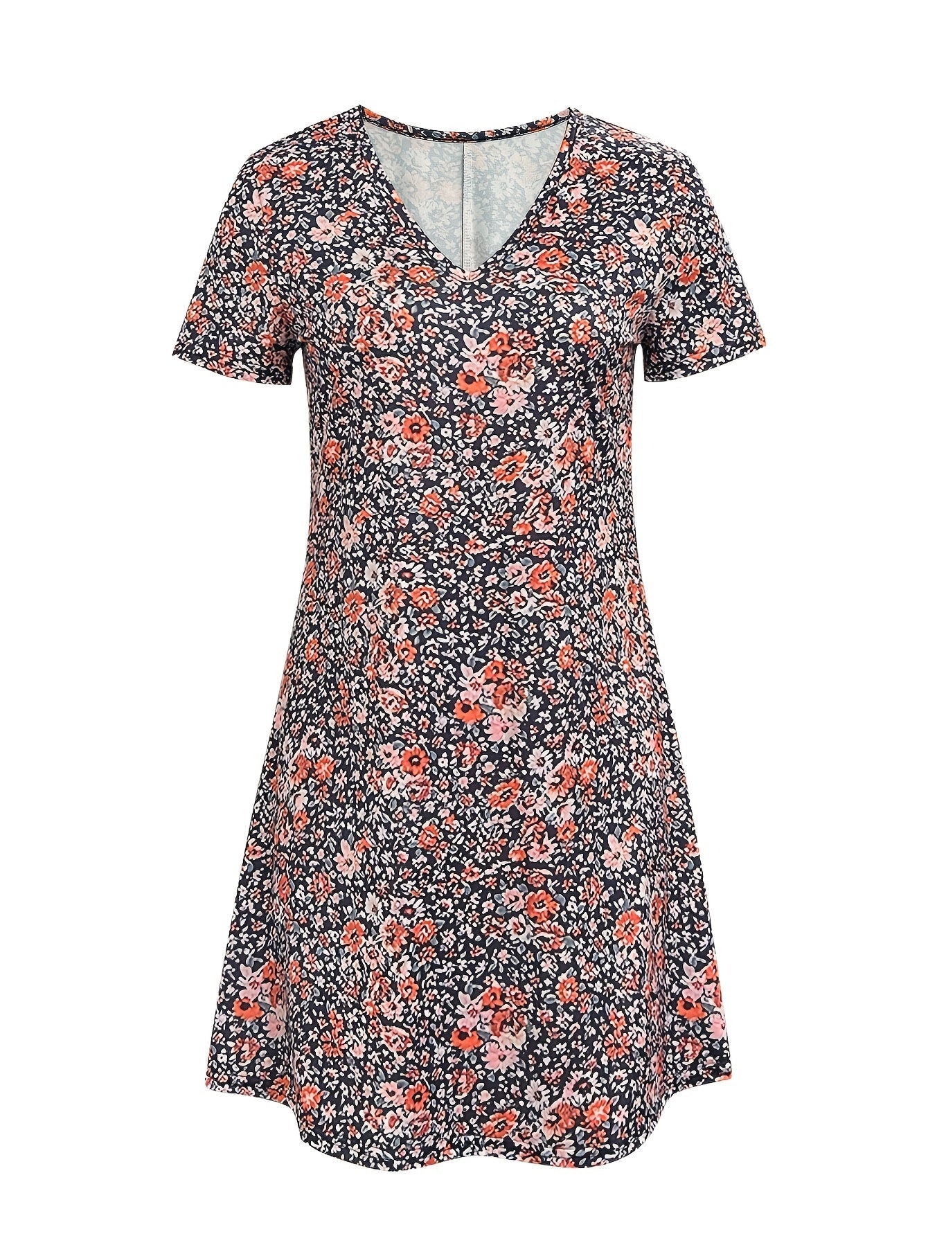 Florales Damenkleid mit frechem Ausschnitt und gegürtetem Petticoat - Multicolour