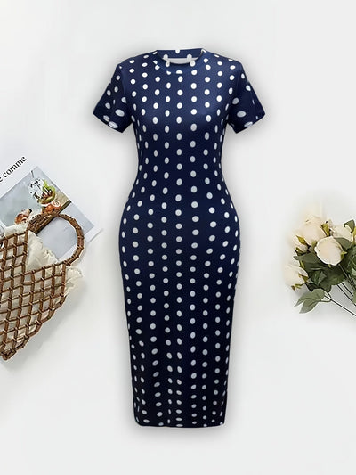 Elegantes marineblau gestreiftes Kleid - Bodycon-Schnitt