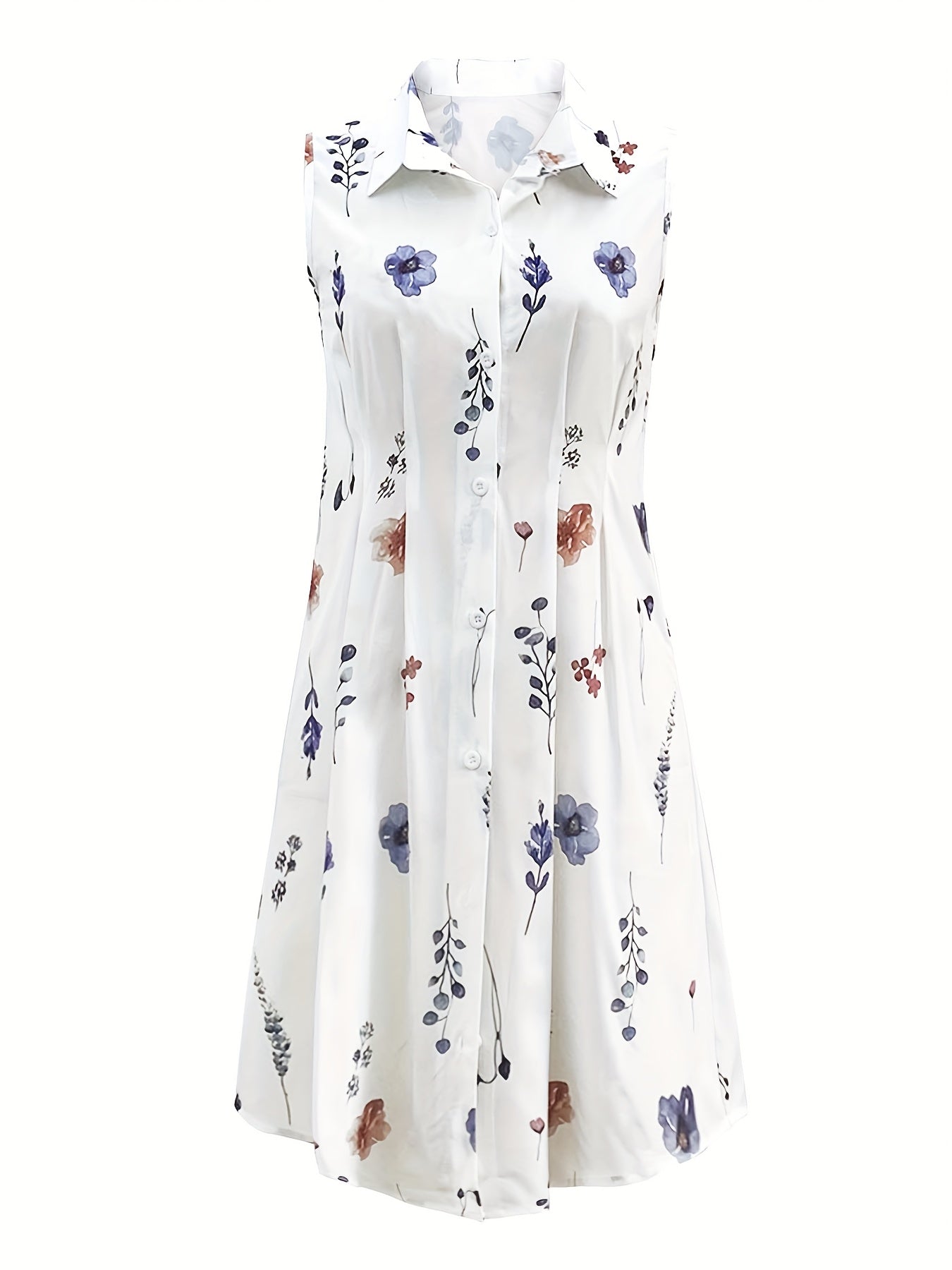 Sommerliches geblümtes Midikleid mit Kragen und Knöpfen