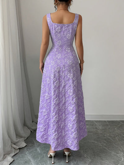 Elegantes geblümtes Maxikleid - Blau und Weiß mit Blumenmuster