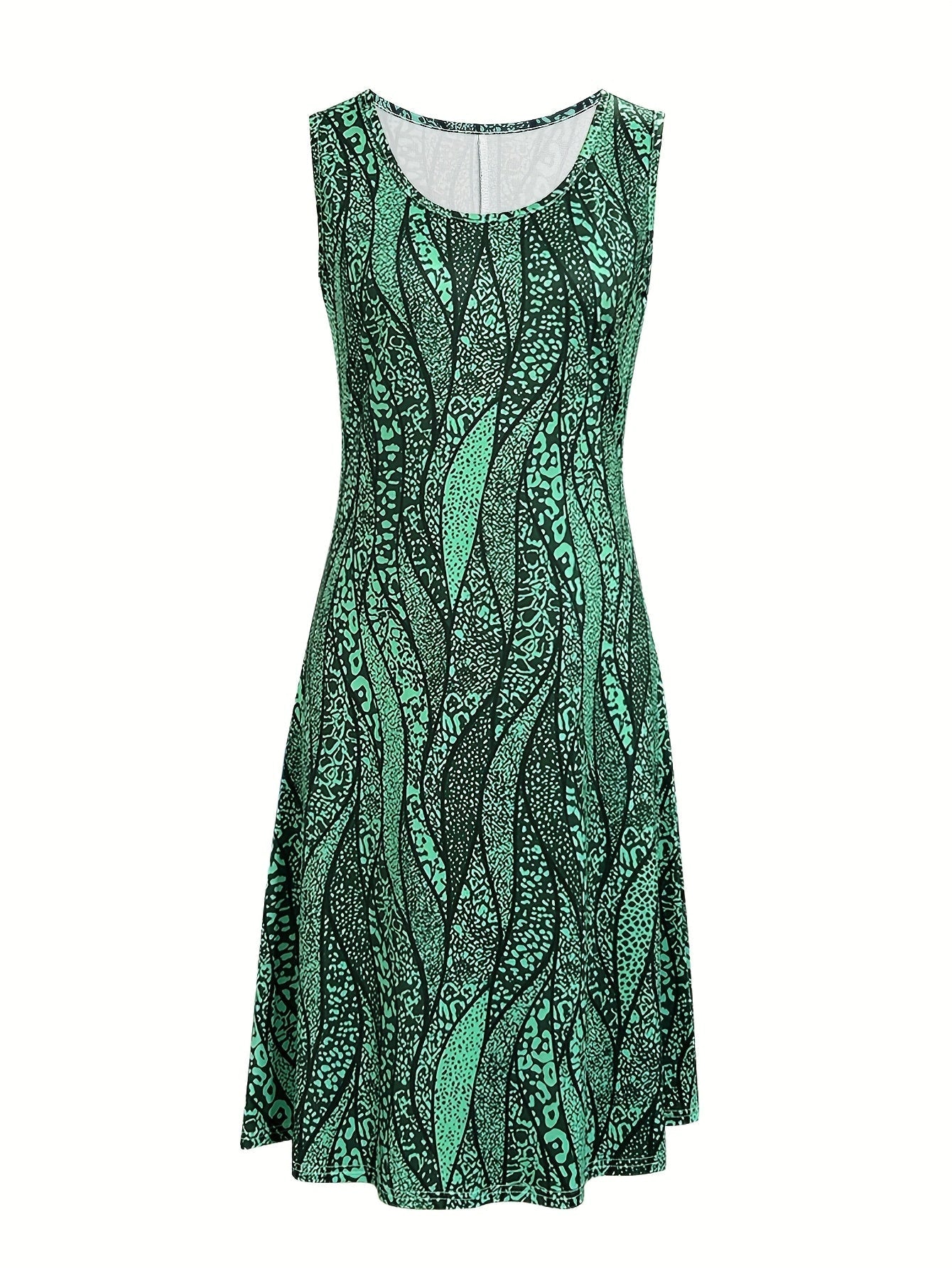 Ärmelloses Sommer-Blätterkleid Luftiges Polyester