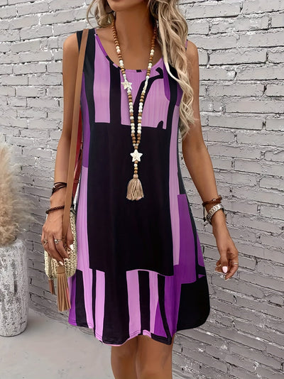 Ärmelloses Damenkleid mit geometrischem Print