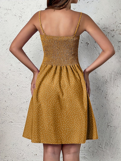 Polka Dot Sommerkleid Damen – Rückenfreies Cami-Kleid, Freizeitkleidung