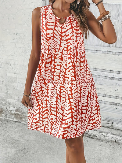 Kleid mit Tropfenausschnitt und Muster