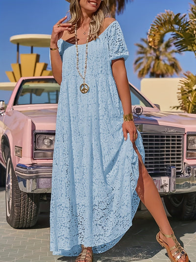 Elegantes Maxikleid in Übergröße aus Spitze mit offenen Schultern