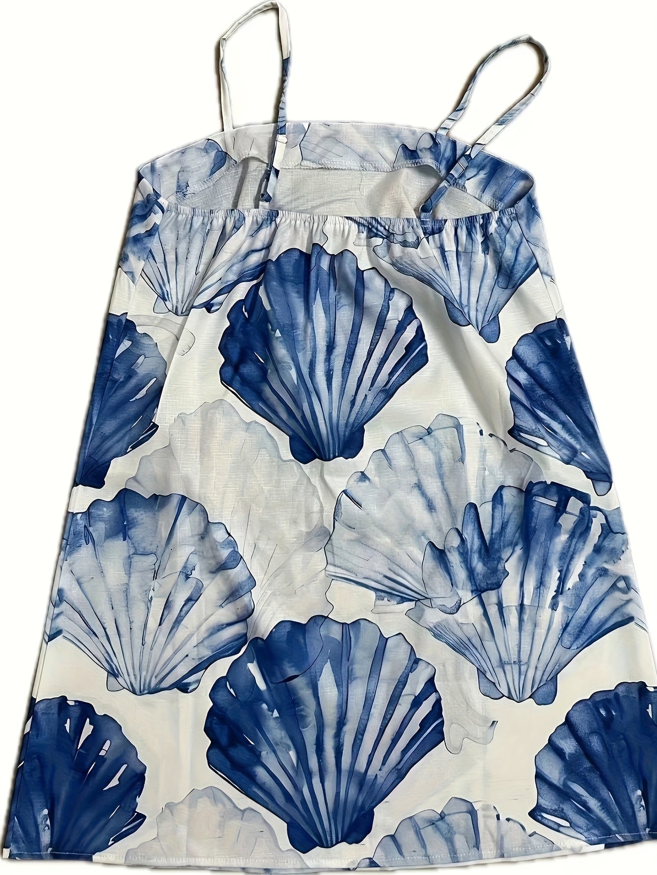 Modisches blau-weißes Muschel-Minikleid mit Trägern