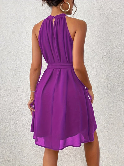 Ärmelloses Neckholder-Kleid, Loose Fit, Schwarz