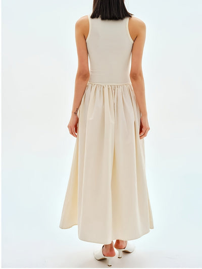 Casual Midi-Kleid für Damen mit Plissiertem A-Linien-Schnitt in Unifarben