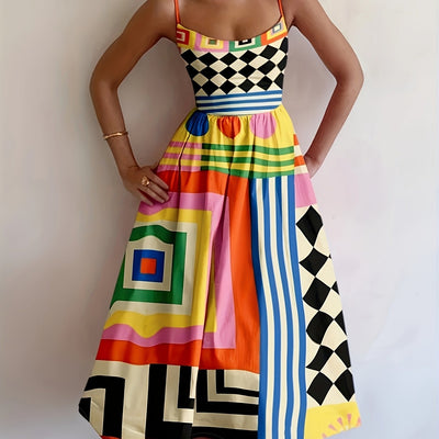 Sommerkleid mit Trägern und Print – Orangefarben