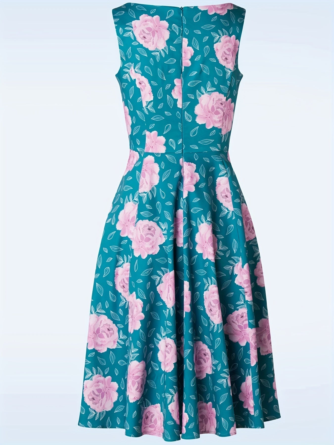 Sommerliches Blumenkleid in Himmelblau, Luftiger A-Linien-Schnitt