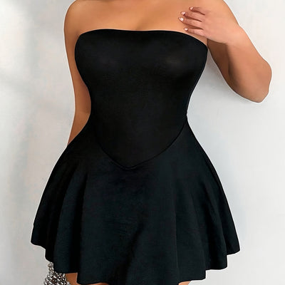 Einfarbiges Bandeau-Kleid mit freiem Rücken