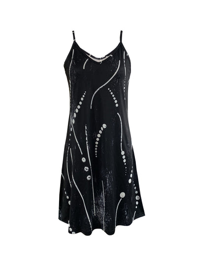 Lässiges Geo-Print V-Ausschnitt Cami Kleid – Sommerkleidung für Damen