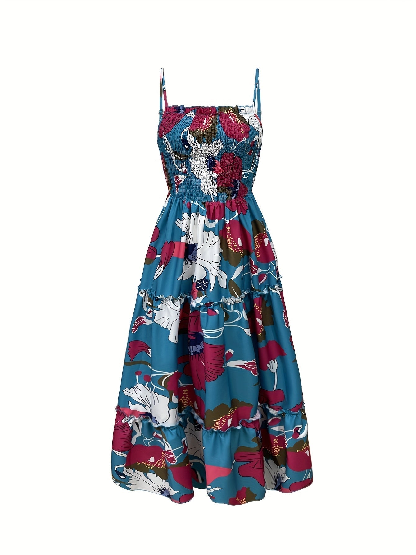 Langes Sommerkleid für Damen - Elegant, trägerlos mit Rüsche