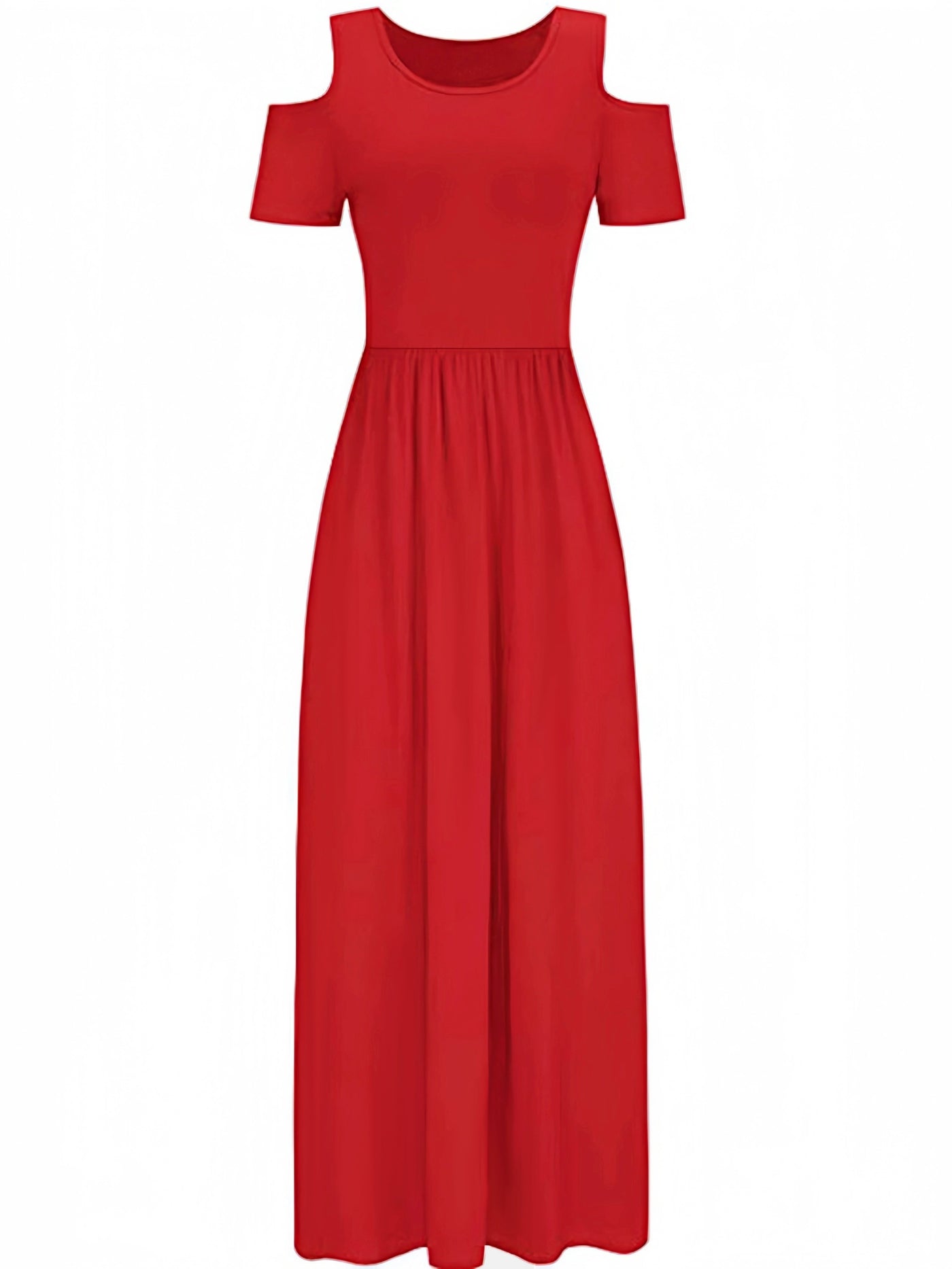 Stylisches Sommer Maxikleid mit offenen Schultern - ärmellos, Rundhalsausschnitt