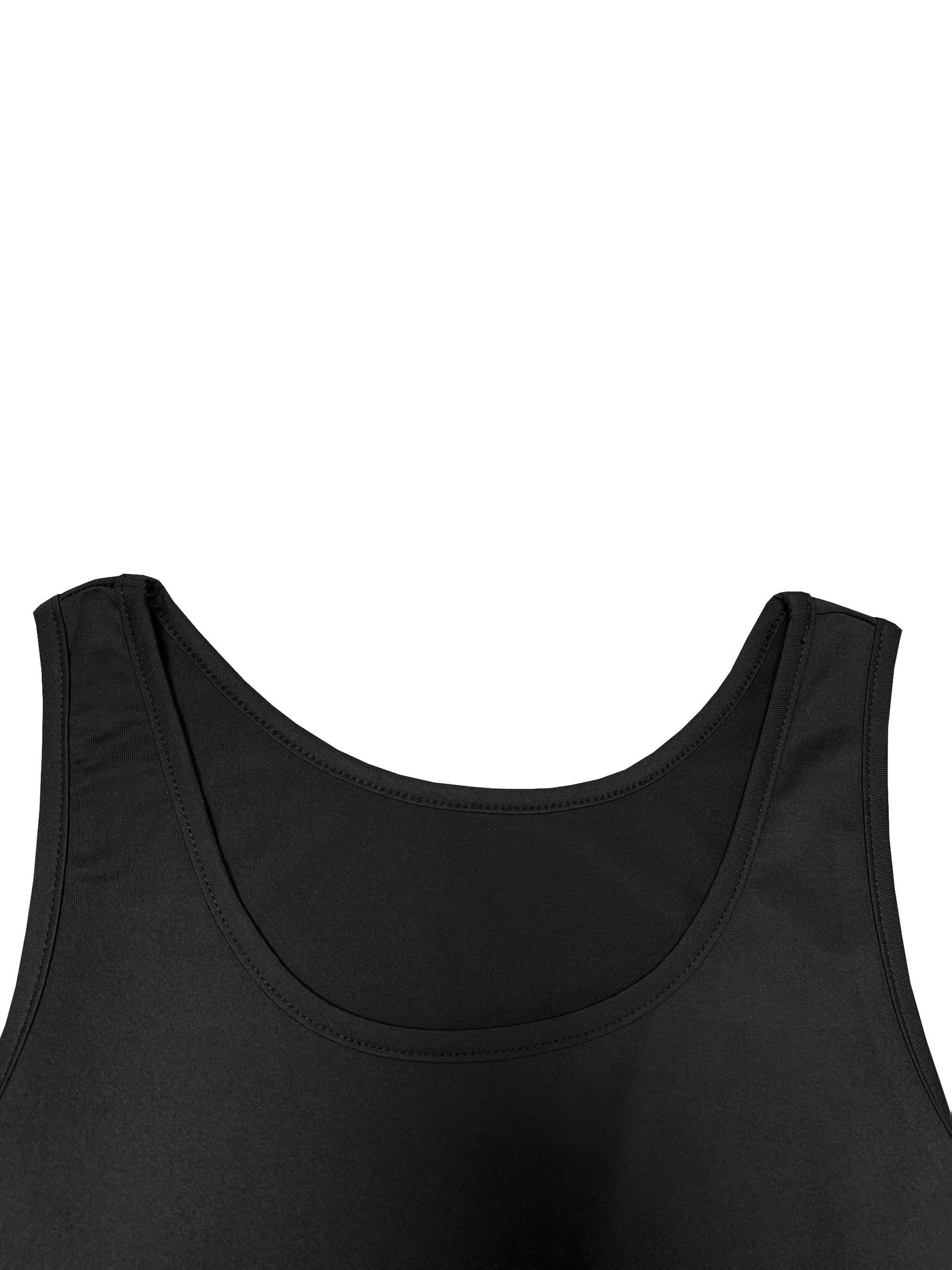 Ärmelloses Kleid mit tropischem Muster in Schwarz – elastisch, aus Polyester