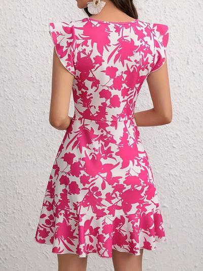 Geblümtes Kleid mit Rüschen – A-Linien-Schnitt