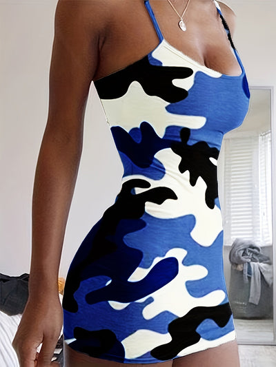 Elegantes Damen-Bodycon-Kleid mit Camouflage-Muster