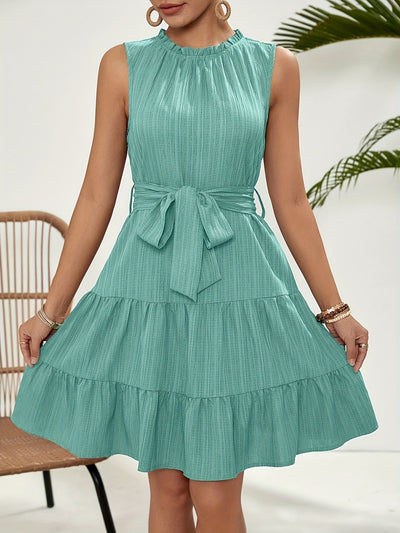 Trendiges ärmelloses Kleid mit Rüschen und Fransen