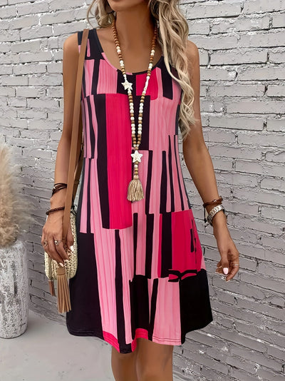 Ärmelloses Damenkleid mit geometrischem Print