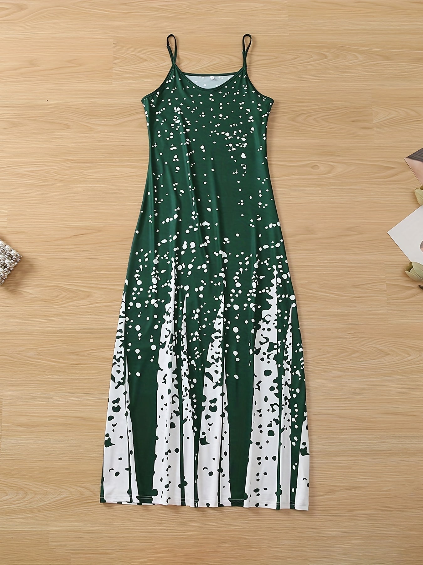 Farbblock Maxi Kleid – Ärmelloses V-Ausschnitt Sommerkleid