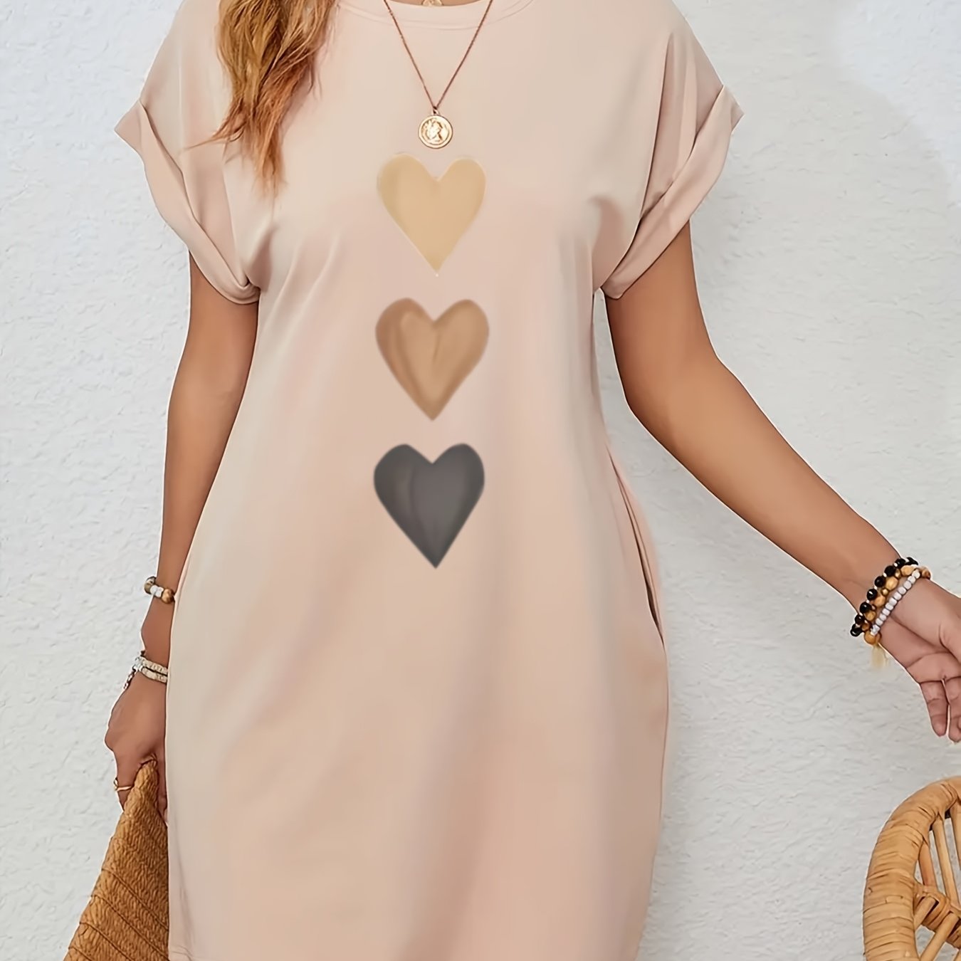 Everyday Damenkleid mit Herzmotiv und Fledermausärmeln