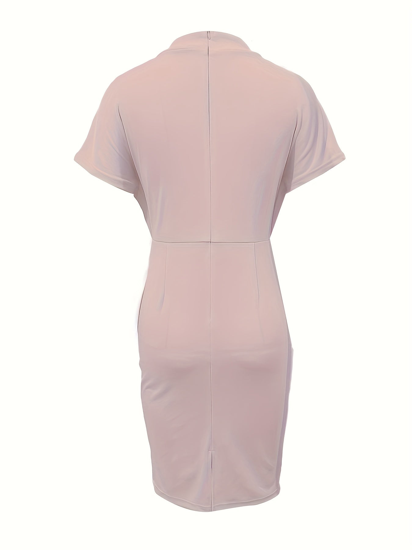 Elegantes rosa tailliertes Kleid mit V-Ausschnitt für den Sommer und das Büro