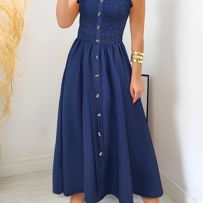 Sommerkleid mit Knopfleiste und eckigem Ausschnitt – mit Trägern