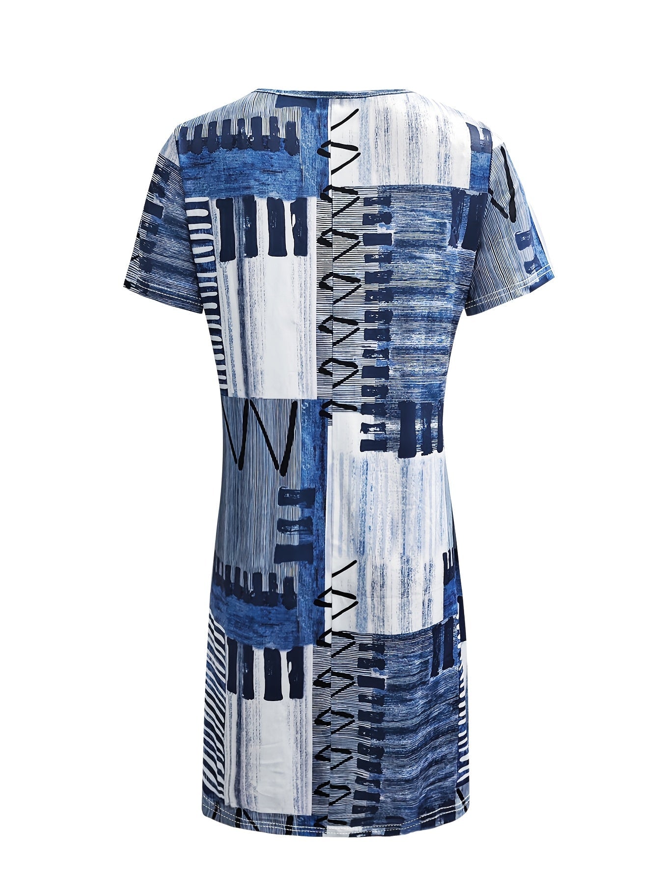 Damen Sommerkleid mit buntem Print - V-Ausschnitt und Spitze