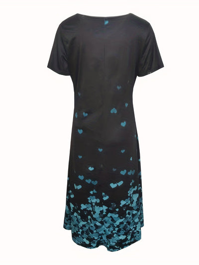 Blumenkleid Damen V-Ausschnitt – Sommer Kleid Kurzarm Lässig