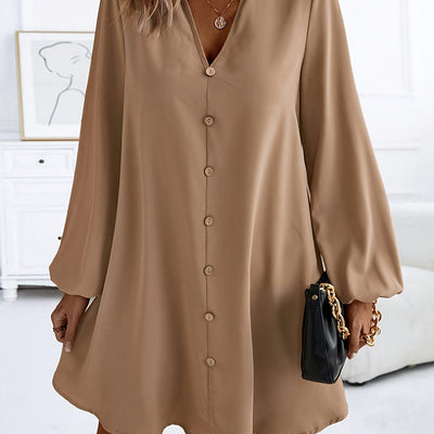 Stilvolles Kleid mit langen Ärmeln und V-Ausschnitt