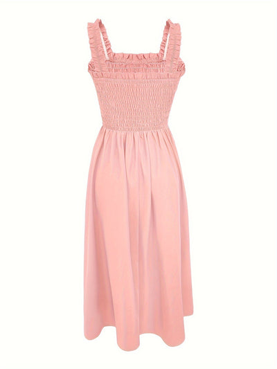 Sommerkleid mit Knopfleiste und eckigem Ausschnitt – mit Trägern