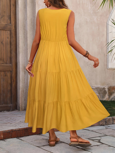 Luftiges V-Ausschnitt Kleid mit Rüschen Ärmellos & Sommerlich