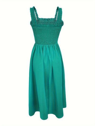 Sommerkleid mit Knopfleiste und eckigem Ausschnitt – mit Trägern