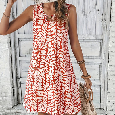 Kleid mit Tropfenausschnitt und Muster