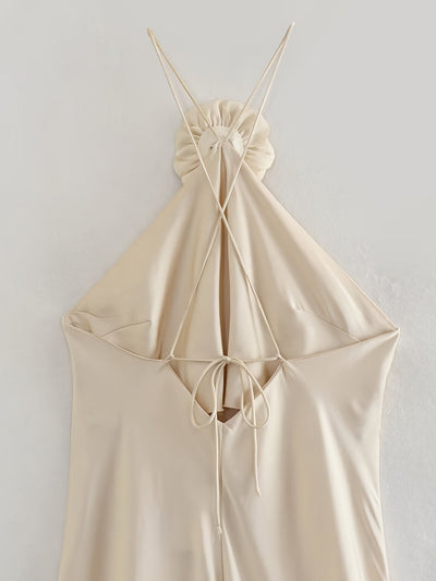 Neu Sommerkleid mit Stickerei und Krawatte - einfarbig
